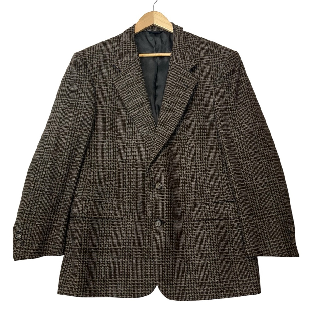 LORD & TAYLOR Men’s sz ? 40/42R Plaid Sport Coat Blazer Union Made USA Brown +